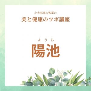 小太郎漢方製薬の美と健康のツボ講座　陽池（ようち）